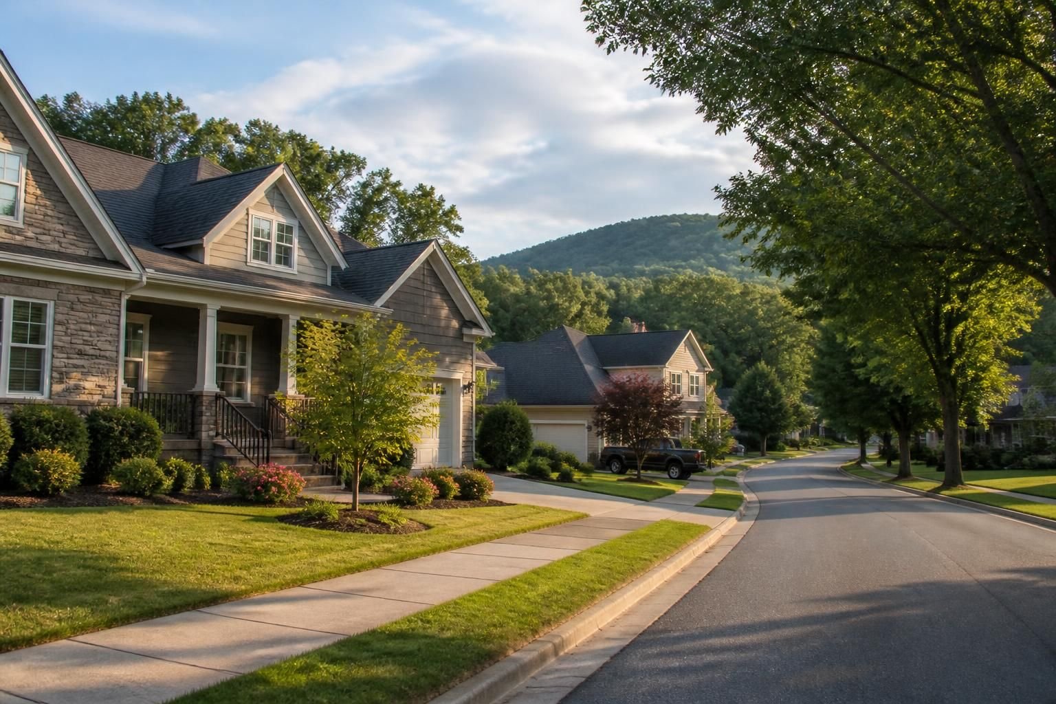 Welcoming suburban neighborhood with well-kept homes in Cherokee