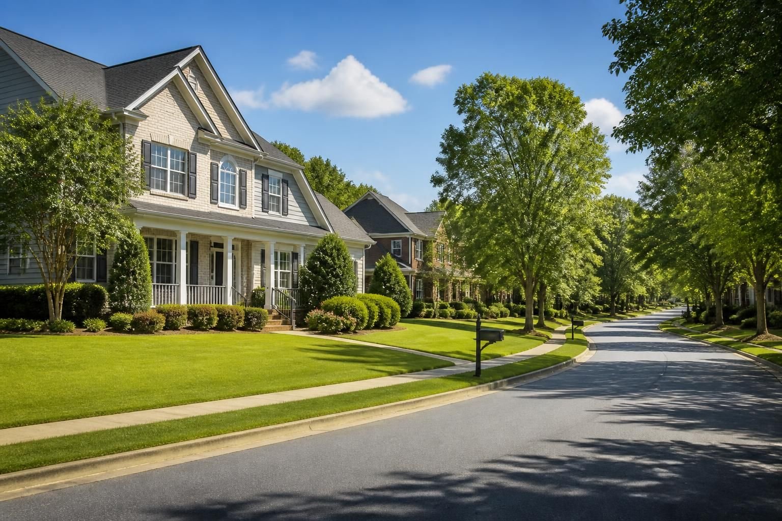 Maintained suburban homes and leafy streets in Cobb